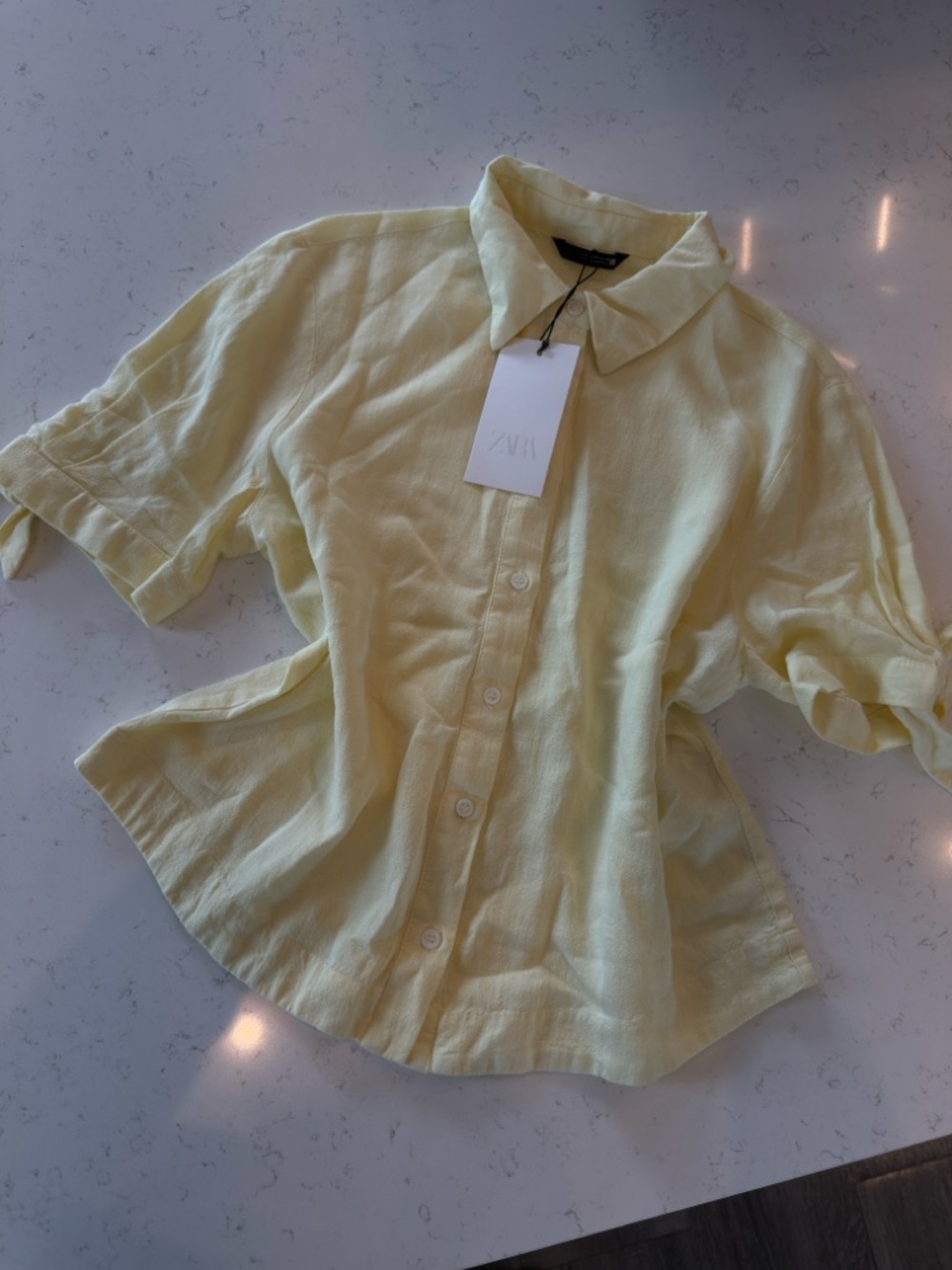 Zara Women Yellow Button-uFront Shirt